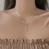 Collier coeur creux en argent regardé 925 avec pendentif pompon en diamant pour femme