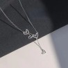 Collier coeur creux en argent regardé 925 avec pendentif pompon en diamant pour femme