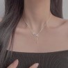 Collier coeur creux en argent regardé 925 avec pendentif pompon en diamant pour femme