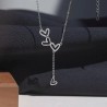 Collier coeur creux en argent regardé 925 avec pendentif pompon en diamant pour femme