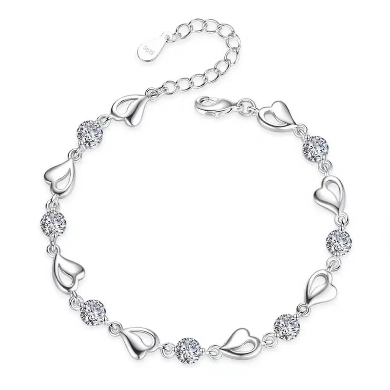 Bracelet en argent Sterling 925 en forme de cœur